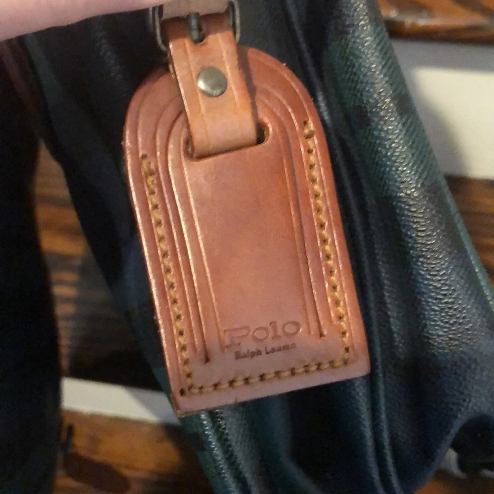 RALPH LAUREN Black Watch Plaid Crossbody Computer Messenger Tote Bag Vintage